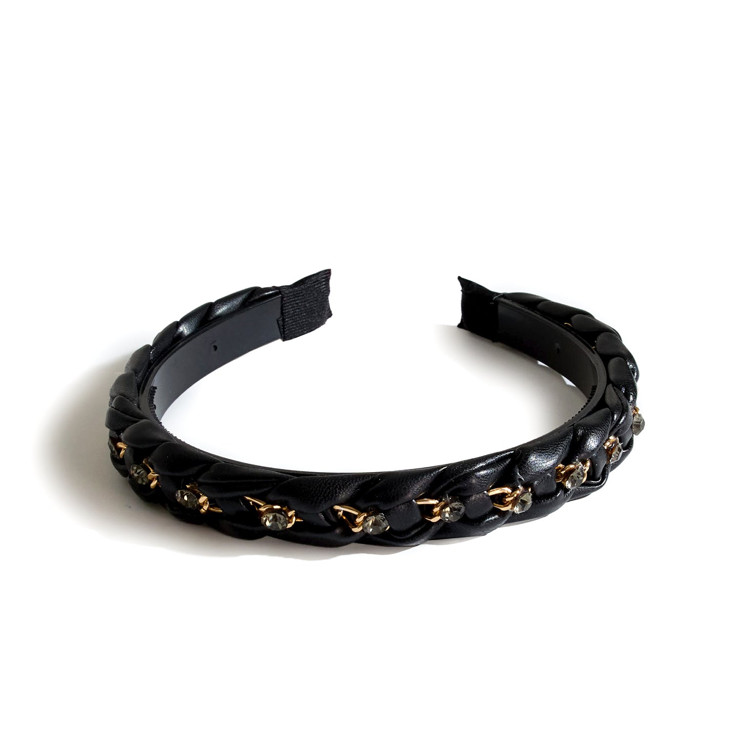 Headband Chain Faux Leather - Black
