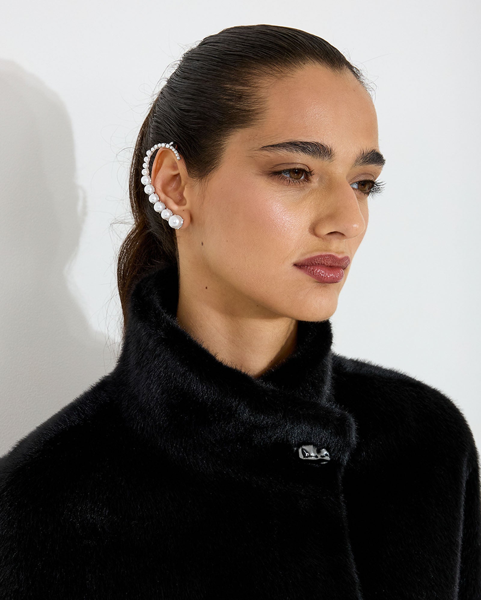 Icon Pearl Ear Cuff - Silver